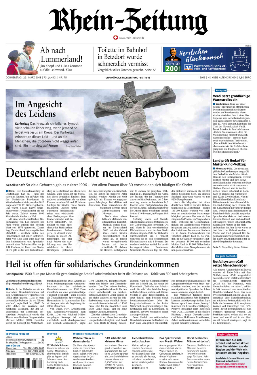 Rhein-Zeitung Kreis Altenkirchen vom Donnerstag, 29.03.2018
