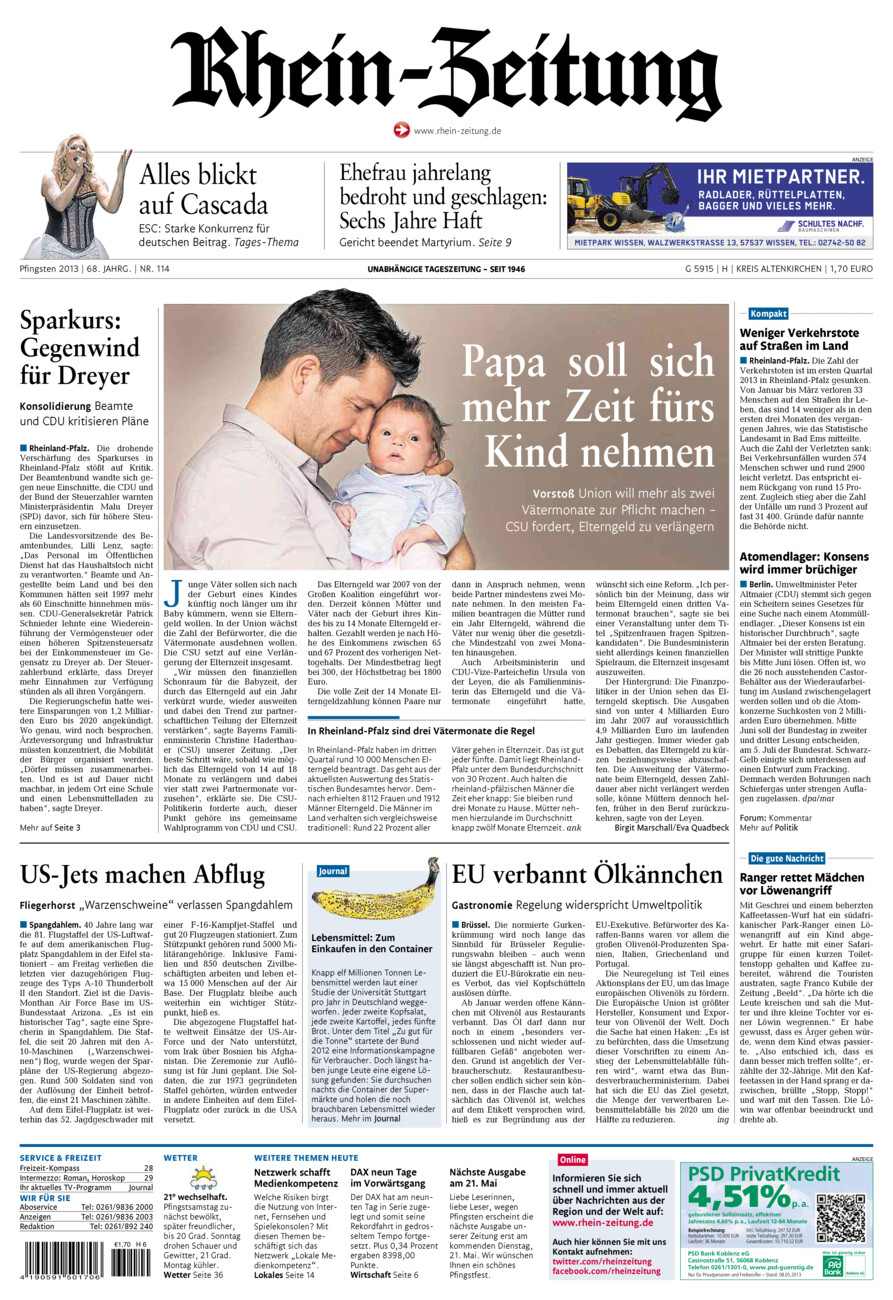 Rhein-Zeitung Kreis Altenkirchen vom Samstag, 18.05.2013