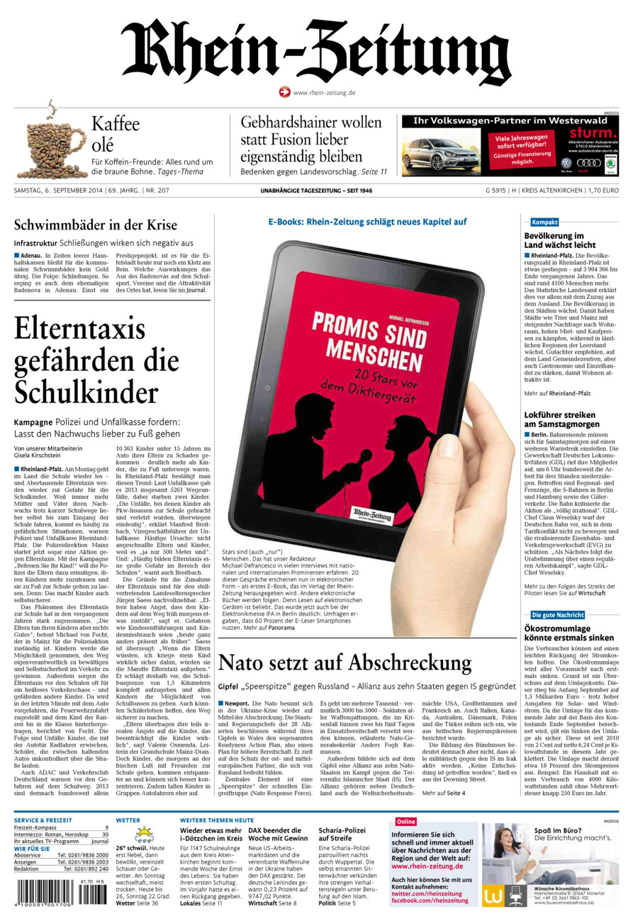 Rhein-Zeitung Kreis Altenkirchen vom Samstag, 06.09.2014