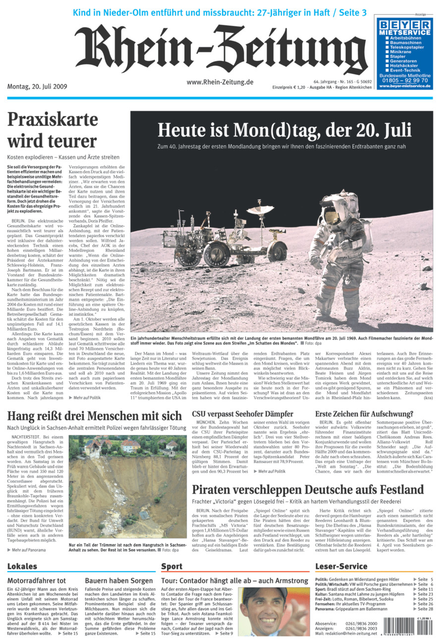 Rhein-Zeitung Kreis Altenkirchen vom Montag, 20.07.2009