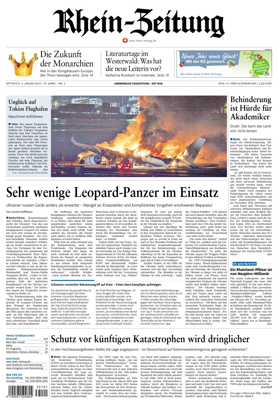 Rhein-Zeitung Kreis Altenkirchen vom Mittwoch, 03.01.2024