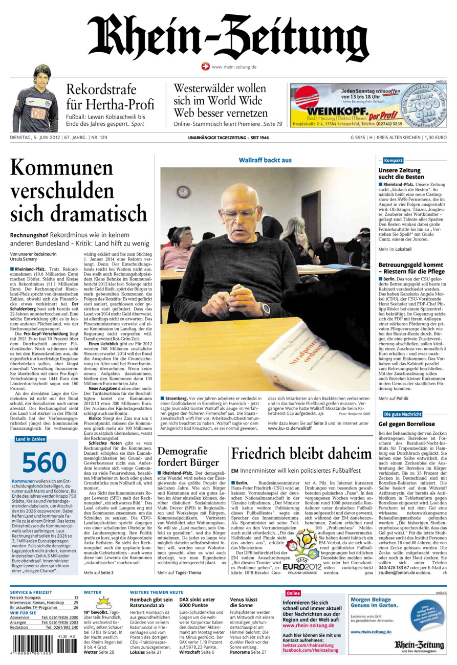 Rhein-Zeitung Kreis Altenkirchen vom Dienstag, 05.06.2012
