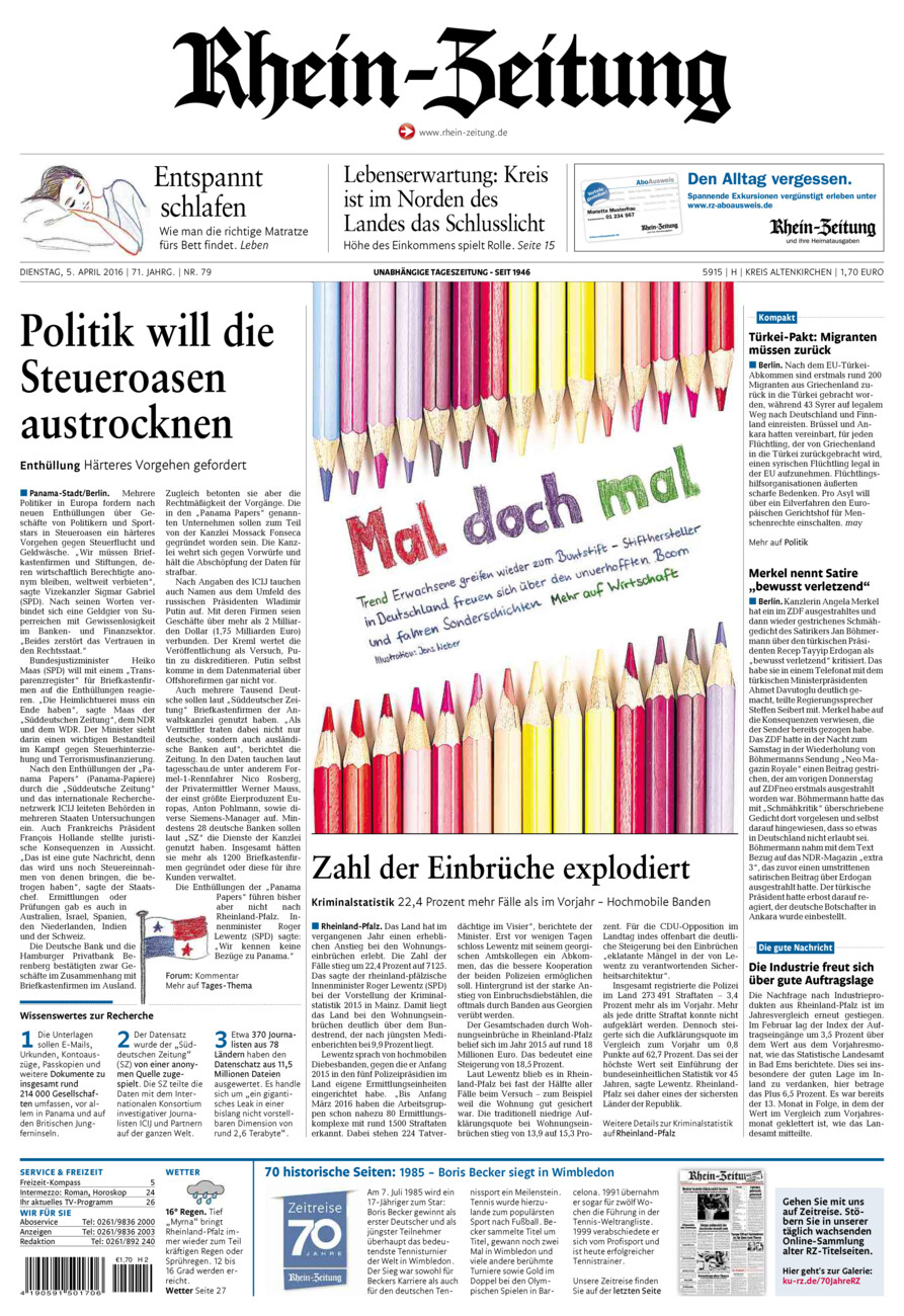 Rhein-Zeitung Kreis Altenkirchen vom Dienstag, 05.04.2016