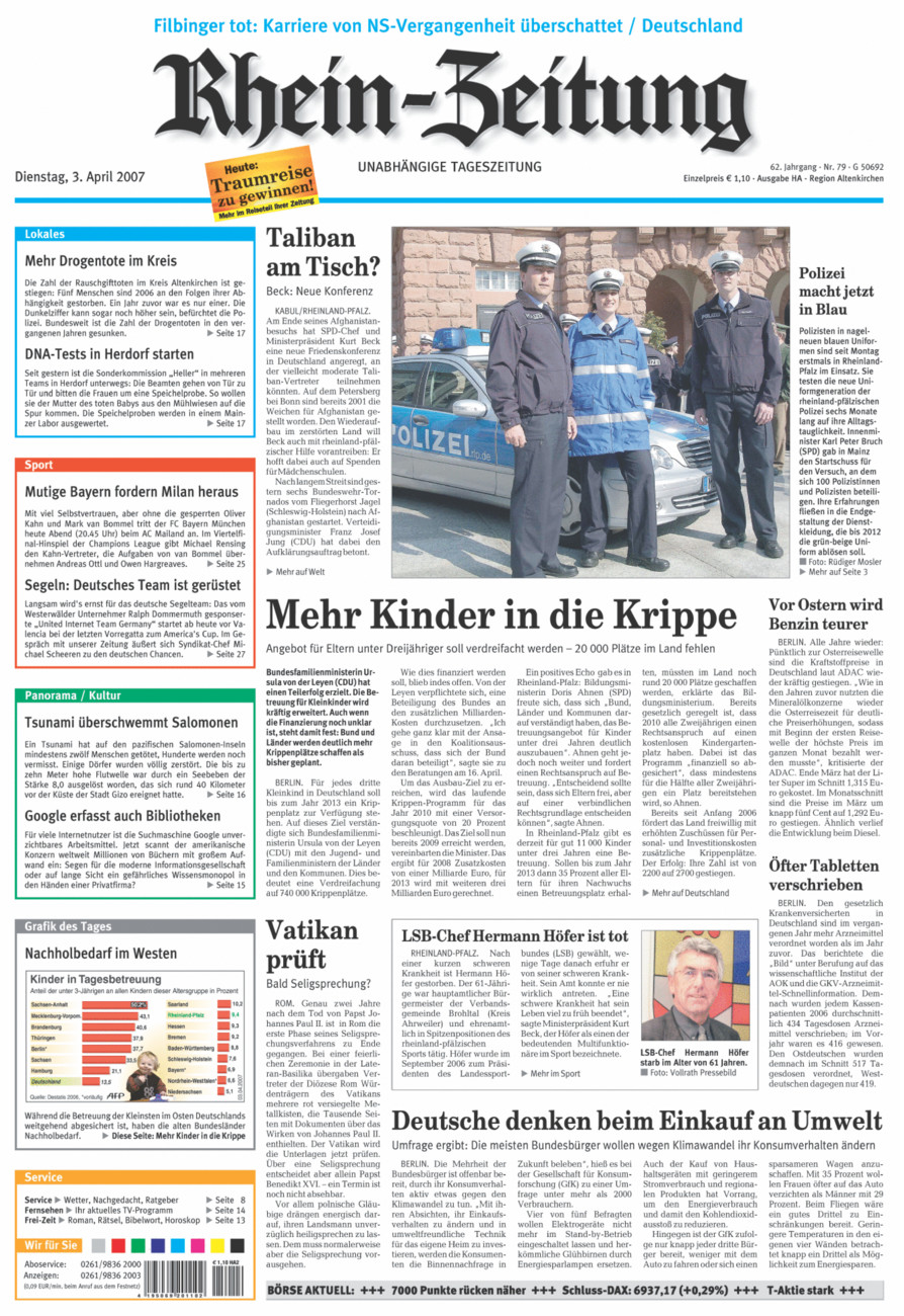 Rhein-Zeitung Kreis Altenkirchen vom Dienstag, 03.04.2007