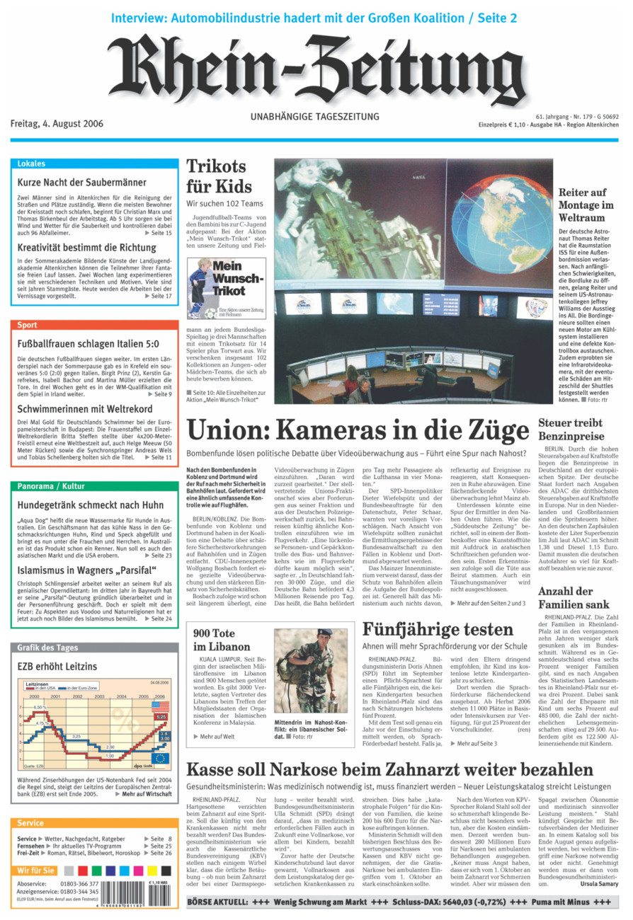 Rhein-Zeitung Kreis Altenkirchen vom Freitag, 04.08.2006