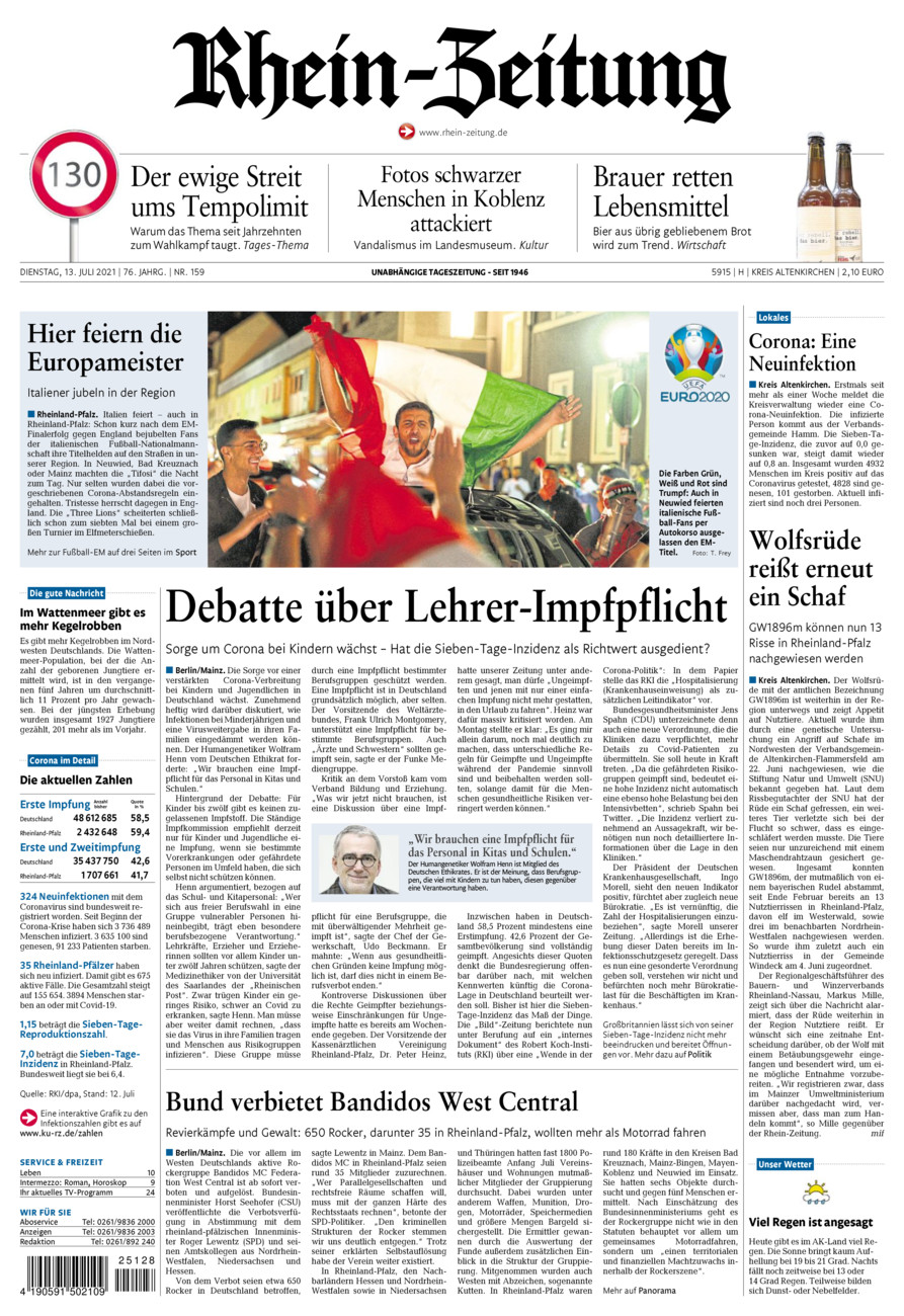 Rhein-Zeitung Kreis Altenkirchen vom Dienstag, 13.07.2021