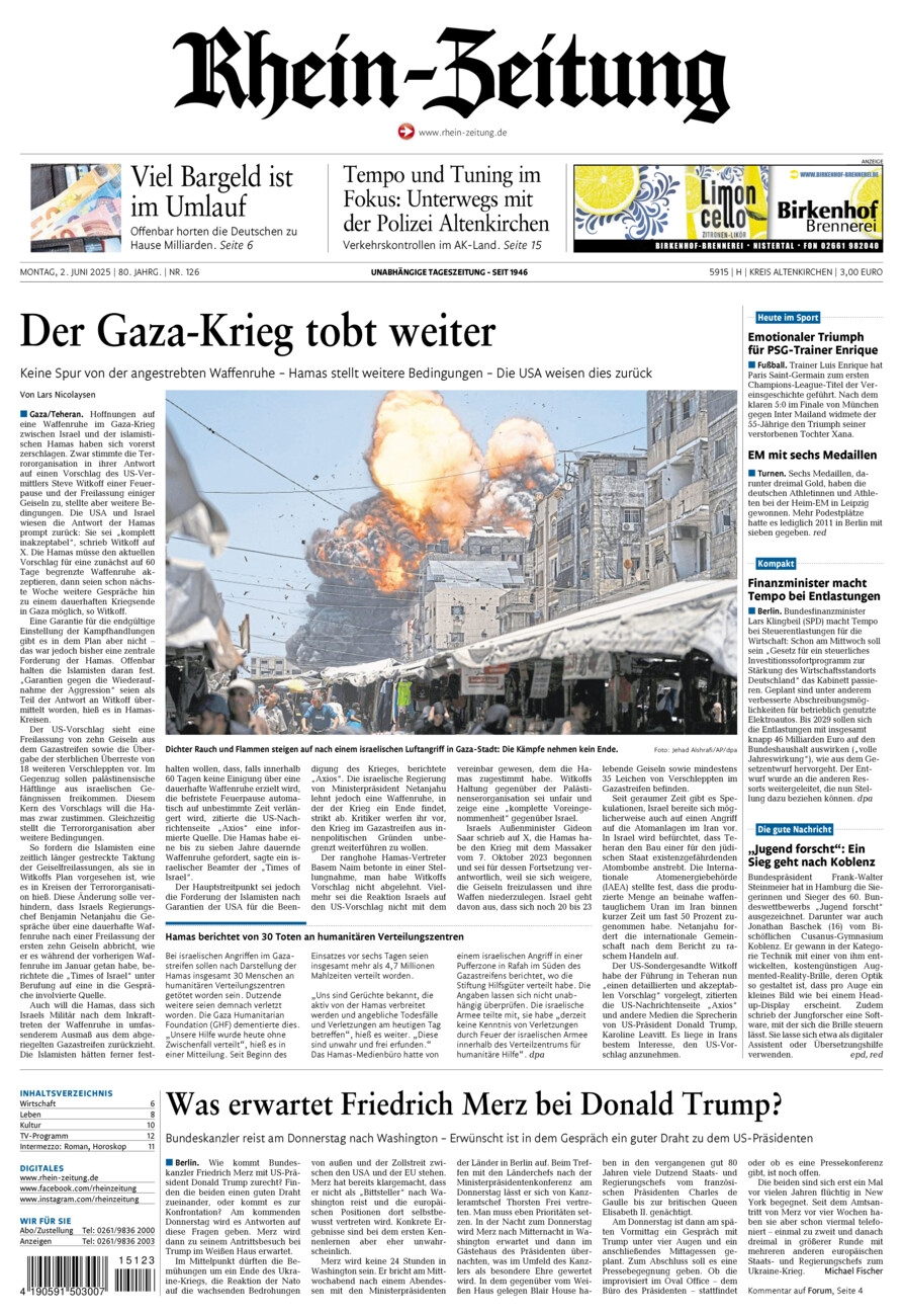 Rhein-Zeitung Kreis Altenkirchen vom Montag, 02.06.2025