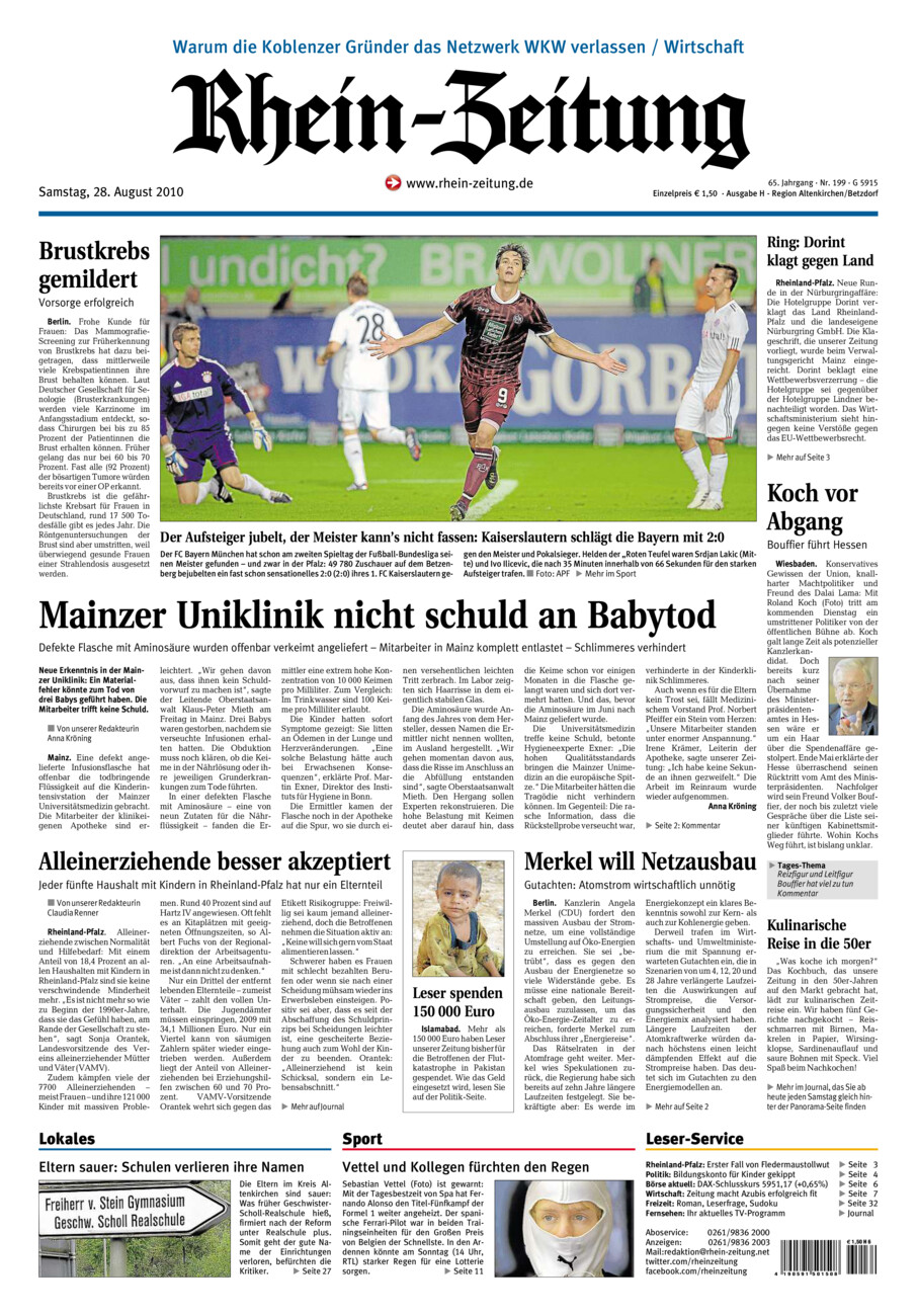 Rhein-Zeitung Kreis Altenkirchen vom Samstag, 28.08.2010