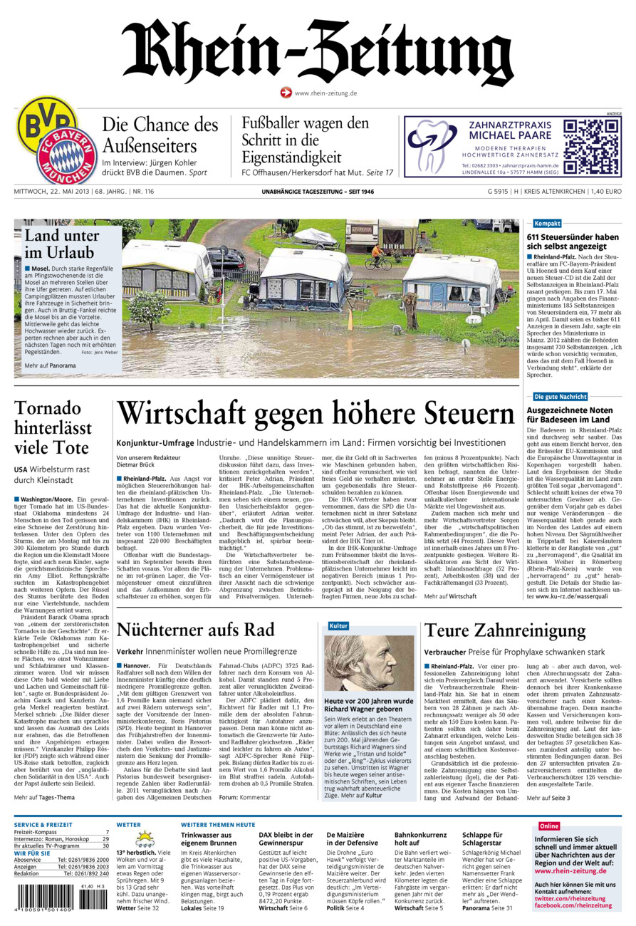 Rhein-Zeitung Kreis Altenkirchen vom Mittwoch, 22.05.2013