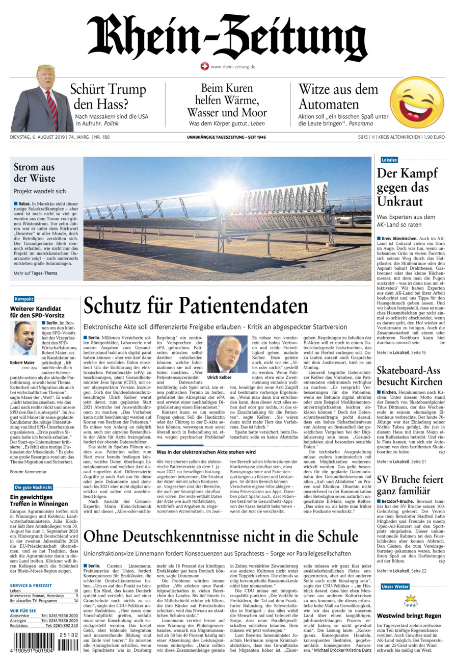 Rhein-Zeitung Kreis Altenkirchen vom Dienstag, 06.08.2019