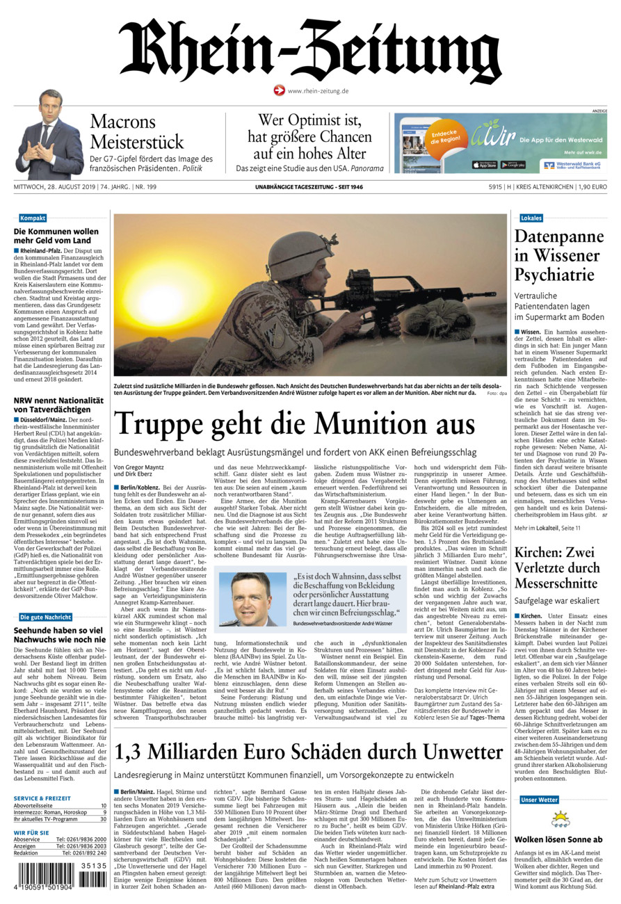 Rhein-Zeitung Kreis Altenkirchen vom Mittwoch, 28.08.2019