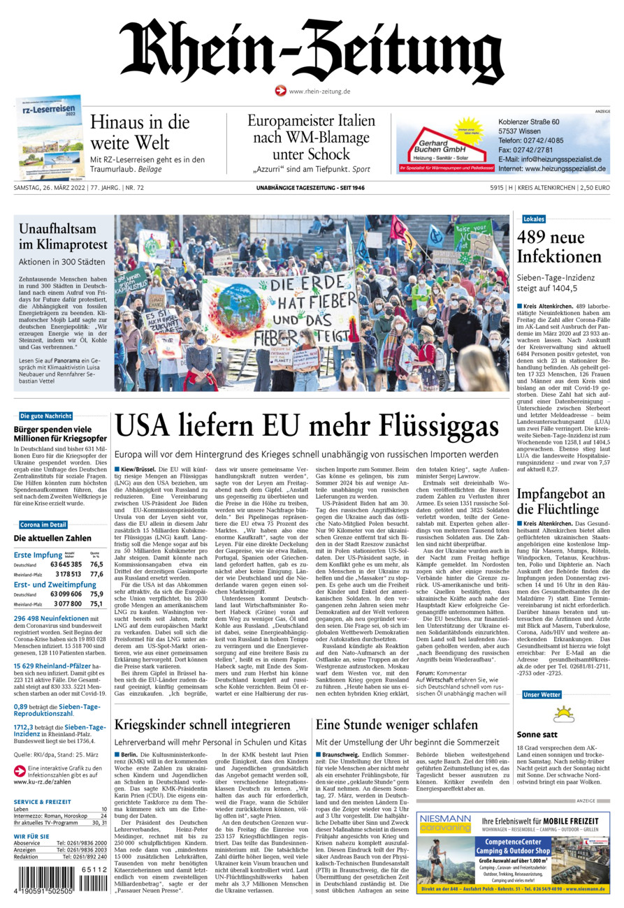 Rhein-Zeitung Kreis Altenkirchen vom Samstag, 26.03.2022