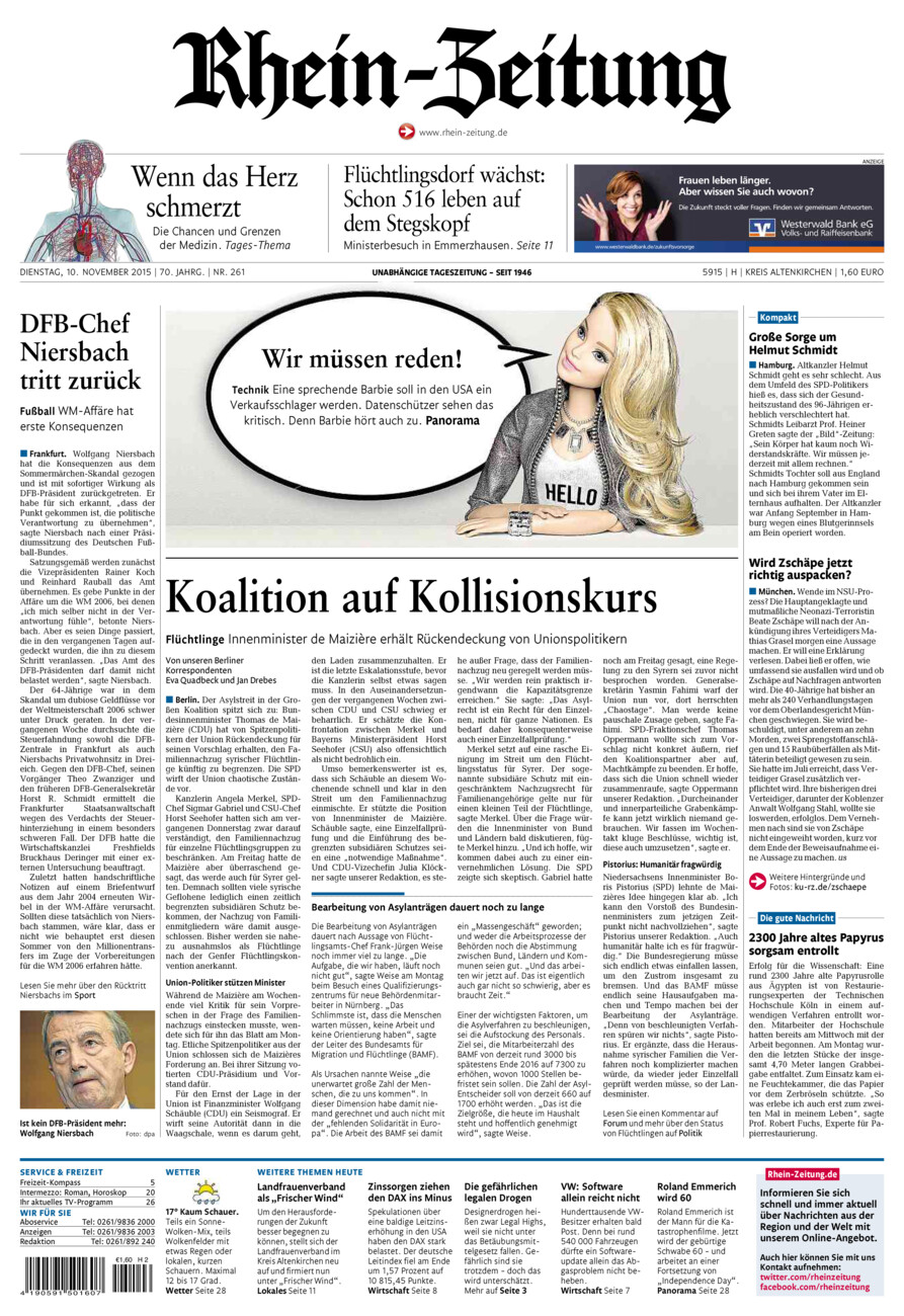 Rhein-Zeitung Kreis Altenkirchen vom Dienstag, 10.11.2015