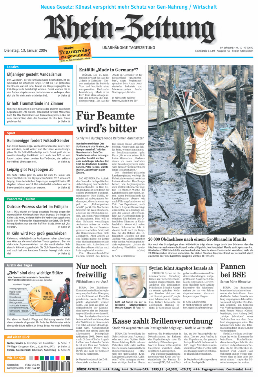 Rhein-Zeitung Kreis Altenkirchen vom Dienstag, 13.01.2004