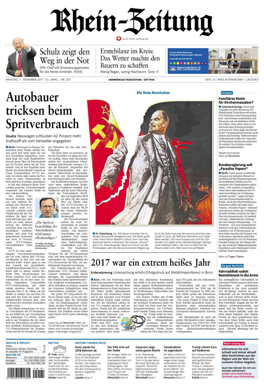 Rhein-Zeitung Kreis Altenkirchen vom Dienstag, 07.11.2017