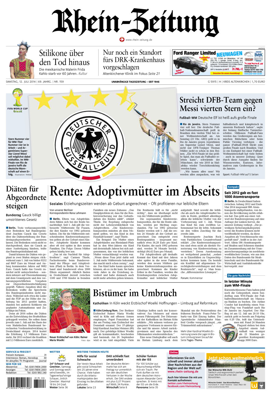 Rhein-Zeitung Kreis Altenkirchen vom Samstag, 12.07.2014