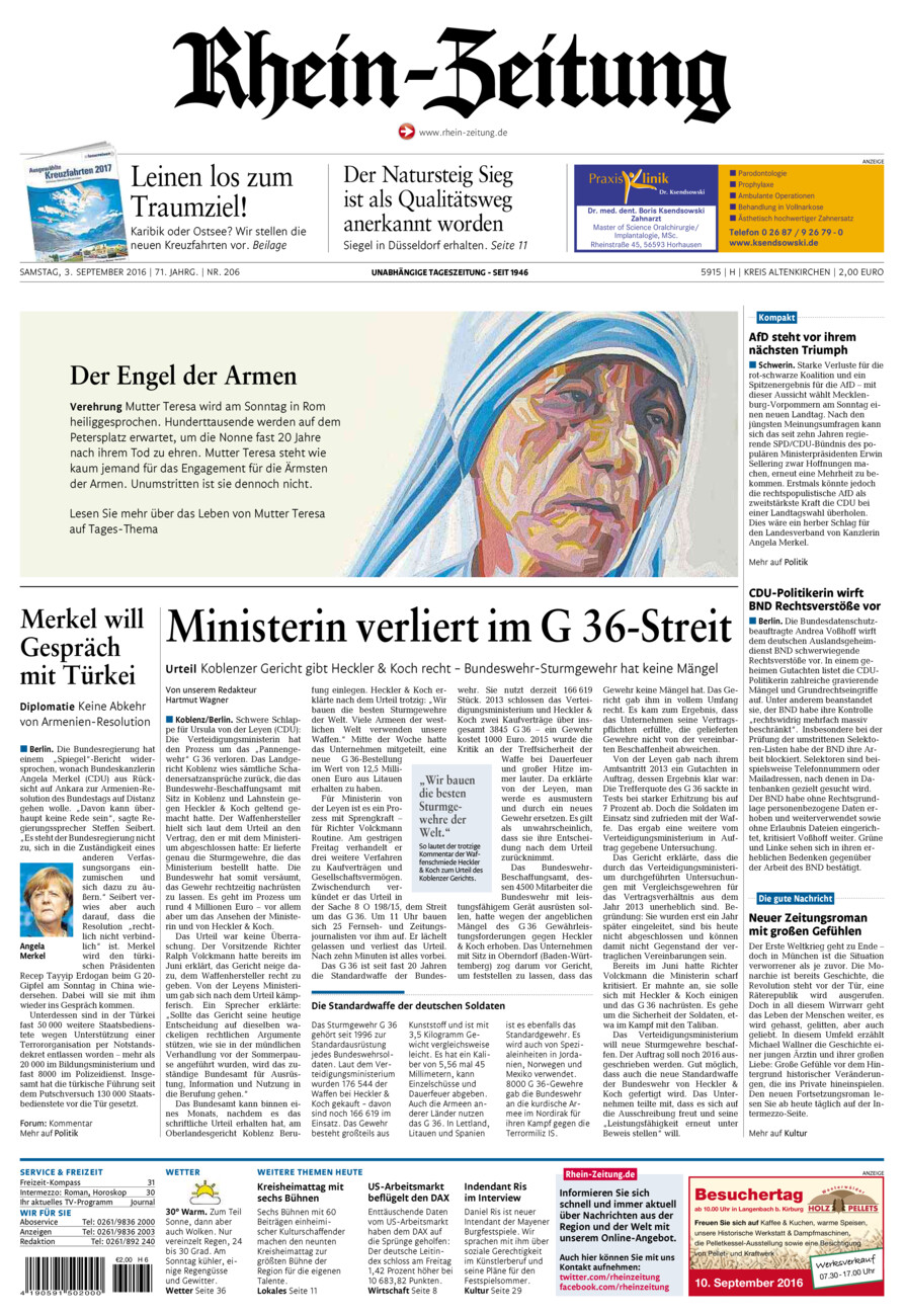 Rhein-Zeitung Kreis Altenkirchen vom Samstag, 03.09.2016