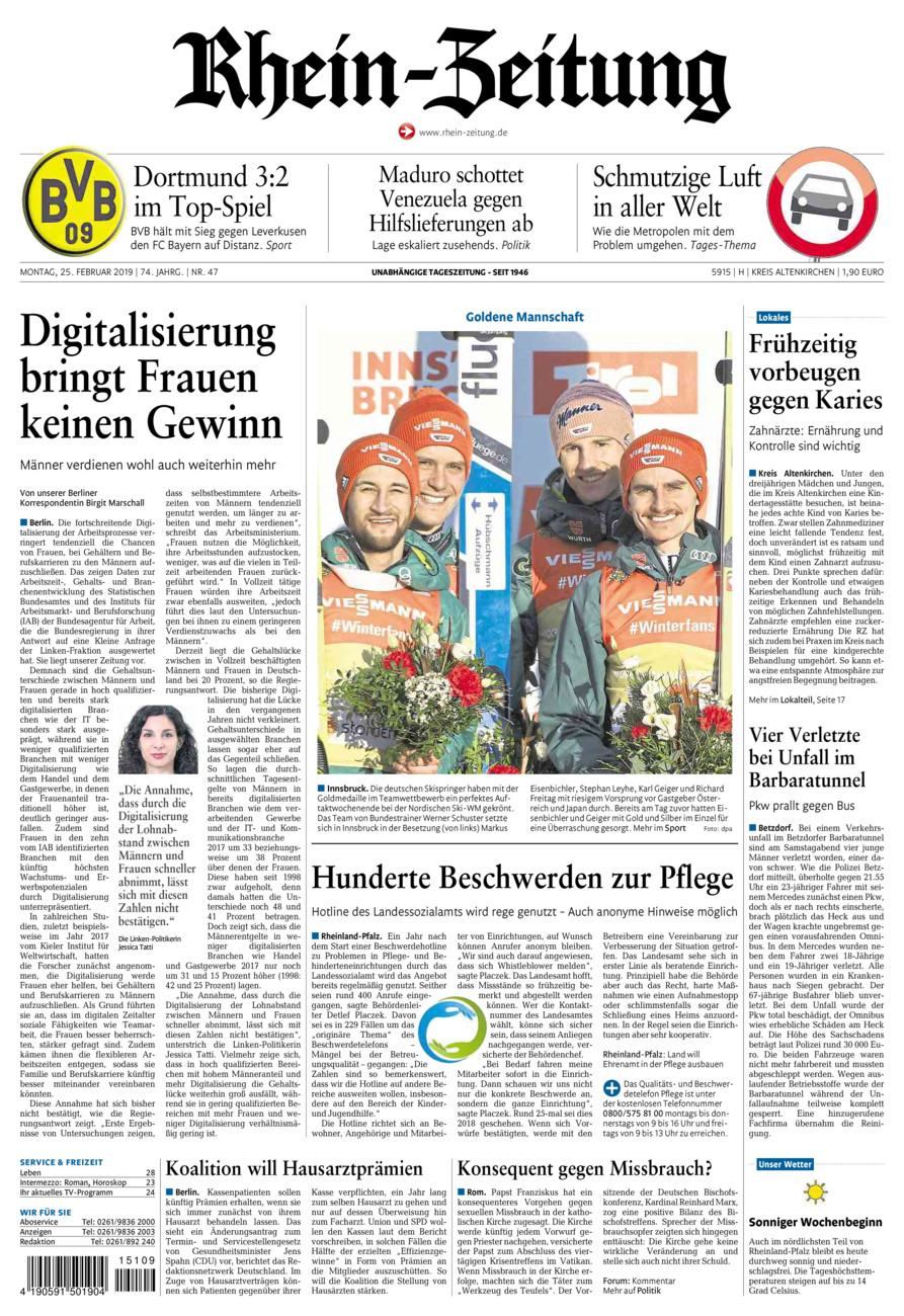 Rhein-Zeitung Kreis Altenkirchen vom Montag, 25.02.2019