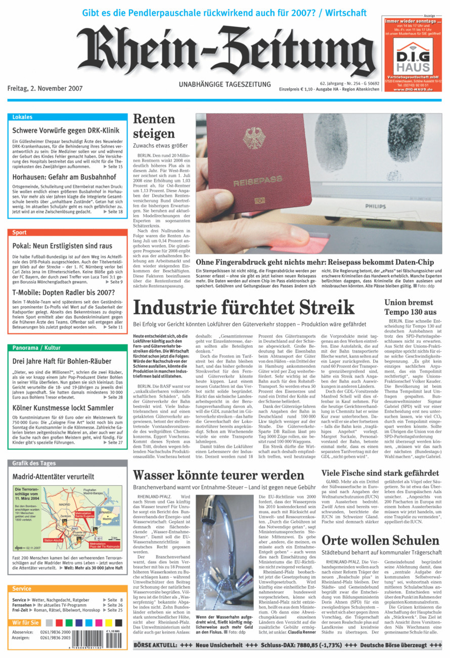 Rhein-Zeitung Kreis Altenkirchen vom Freitag, 02.11.2007