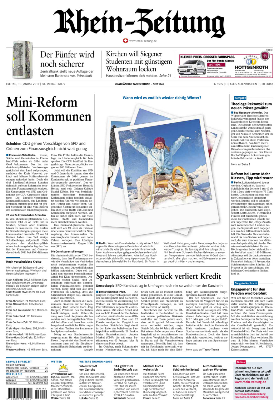Rhein-Zeitung Kreis Altenkirchen vom Freitag, 11.01.2013
