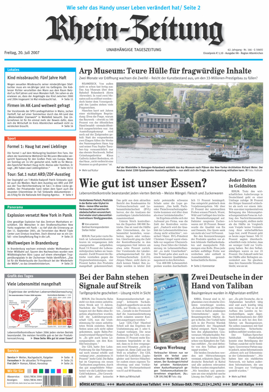 Rhein-Zeitung Kreis Altenkirchen vom Freitag, 20.07.2007