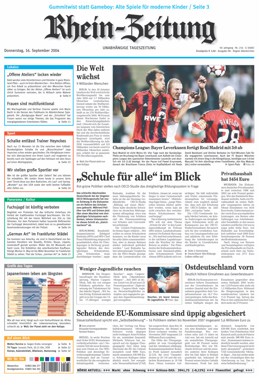 Rhein-Zeitung Kreis Altenkirchen vom Donnerstag, 16.09.2004