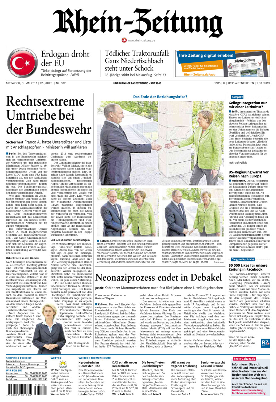 Rhein-Zeitung Kreis Altenkirchen vom Mittwoch, 03.05.2017