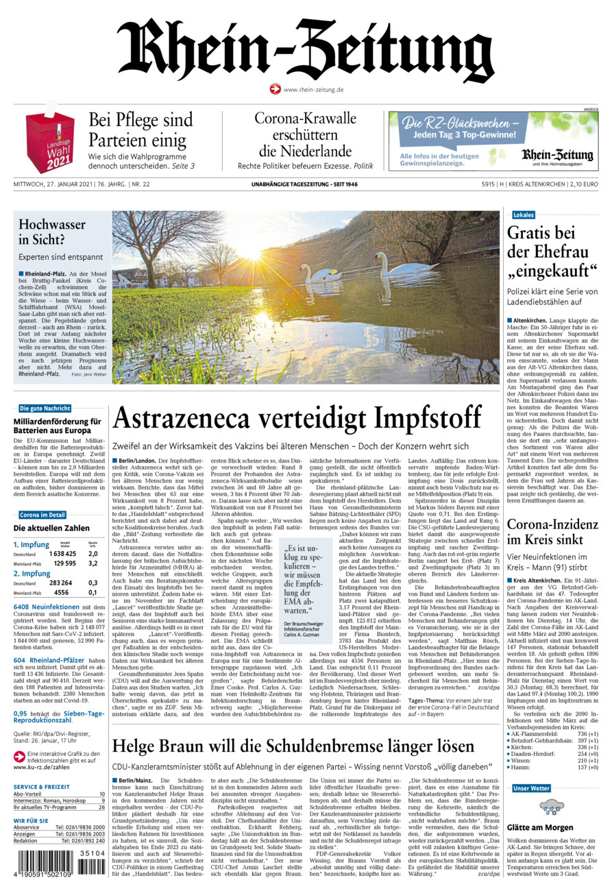 Rhein-Zeitung Kreis Altenkirchen vom Mittwoch, 27.01.2021
