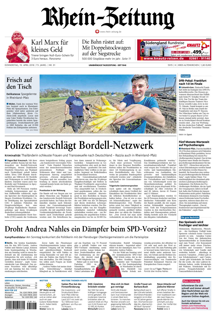 Rhein-Zeitung Kreis Altenkirchen vom Donnerstag, 19.04.2018