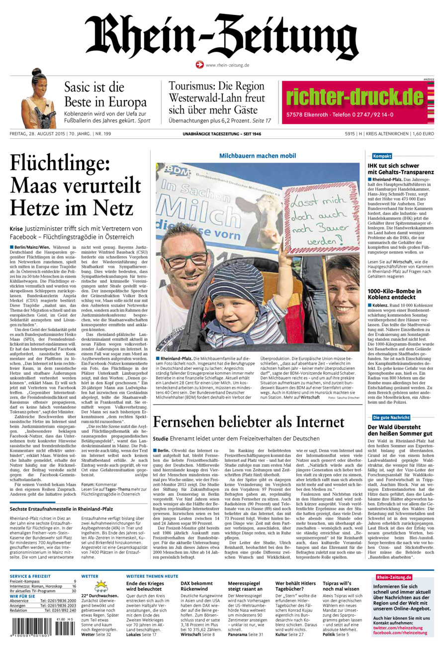 Rhein-Zeitung Kreis Altenkirchen vom Freitag, 28.08.2015