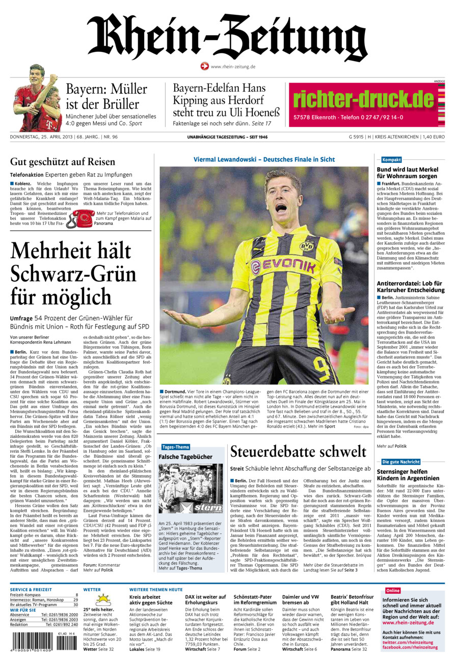 Rhein-Zeitung Kreis Altenkirchen vom Donnerstag, 25.04.2013