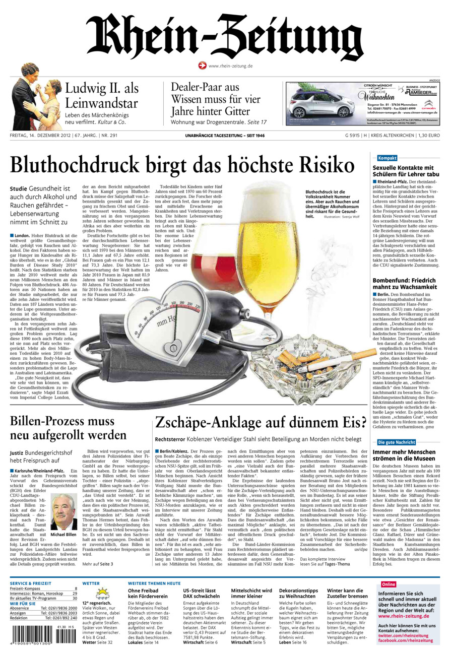 Rhein-Zeitung Kreis Altenkirchen vom Freitag, 14.12.2012