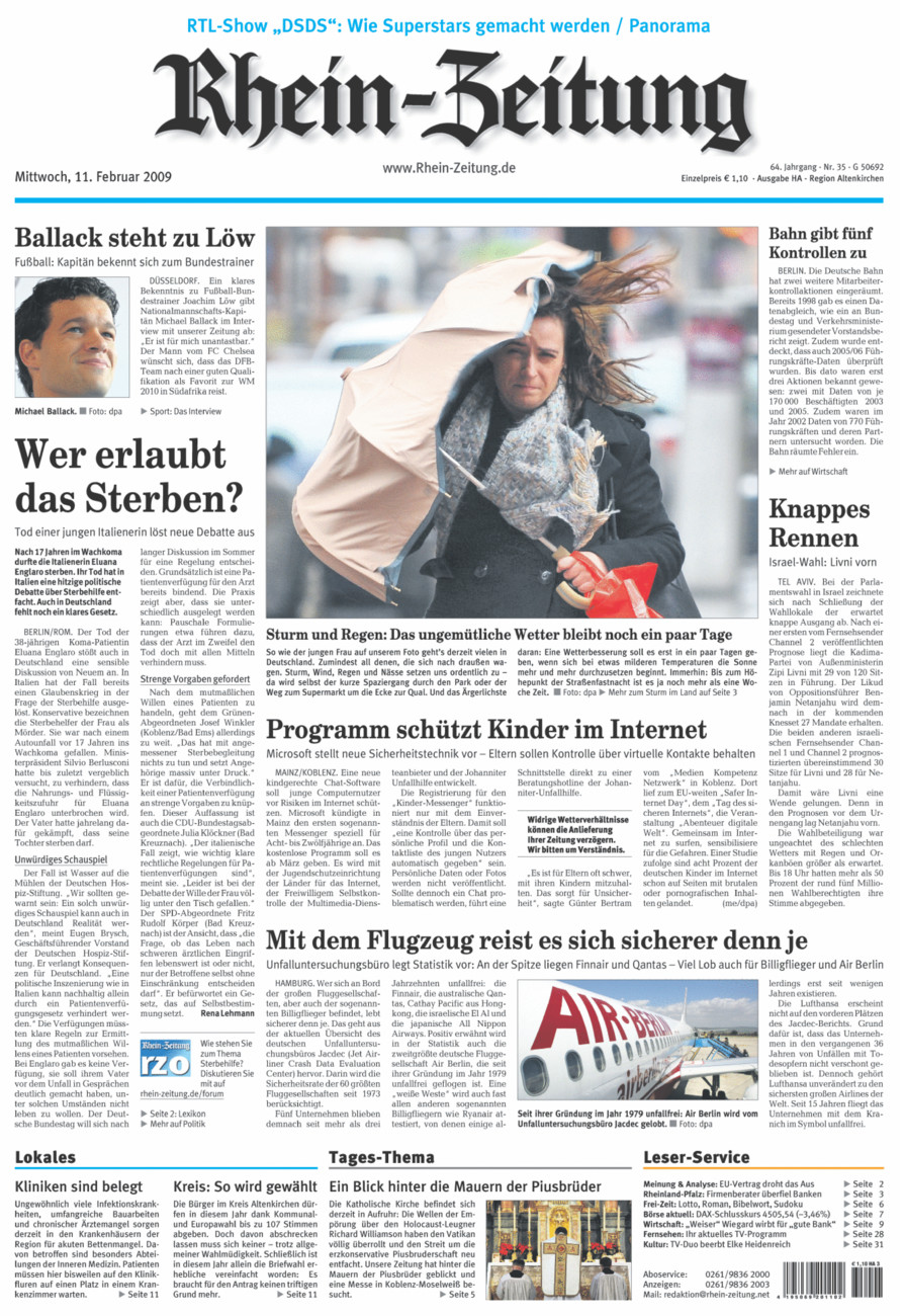 Rhein-Zeitung Kreis Altenkirchen vom Mittwoch, 11.02.2009