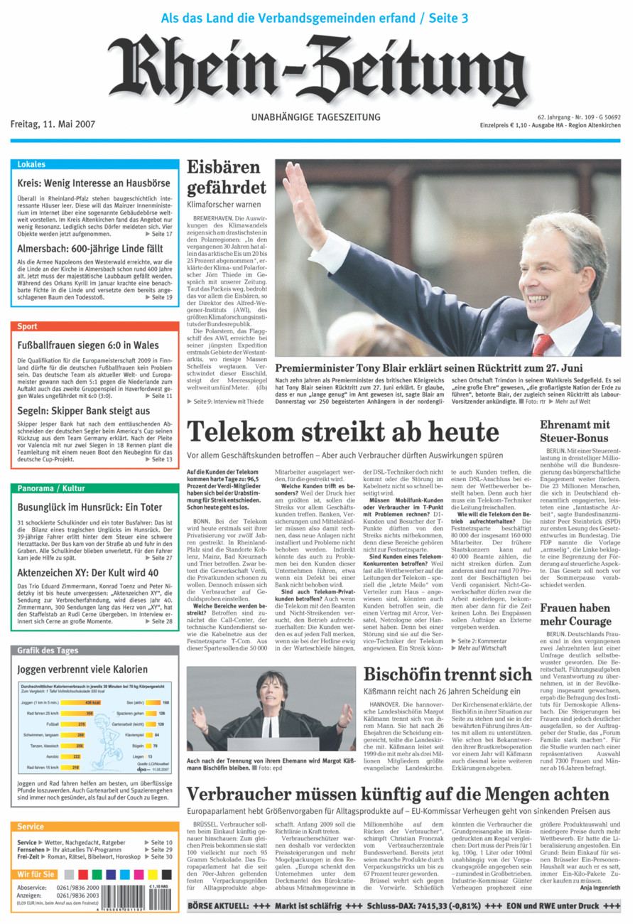 Rhein-Zeitung Kreis Altenkirchen vom Freitag, 11.05.2007
