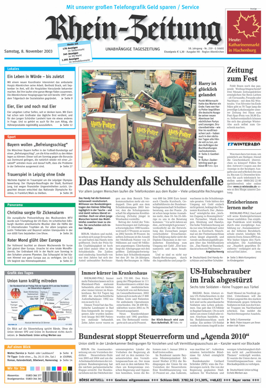 Rhein-Zeitung Kreis Altenkirchen vom Samstag, 08.11.2003