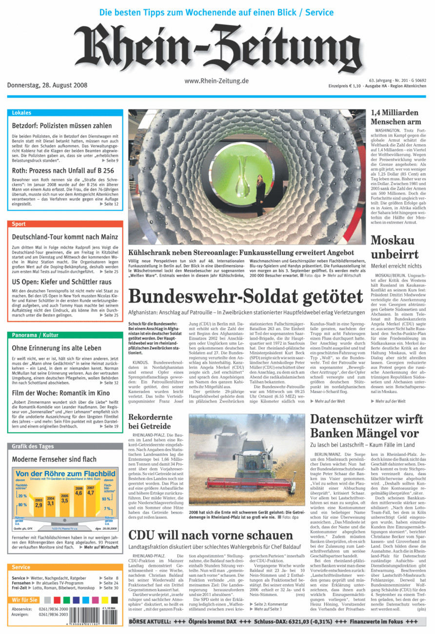 Rhein-Zeitung Kreis Altenkirchen vom Donnerstag, 28.08.2008