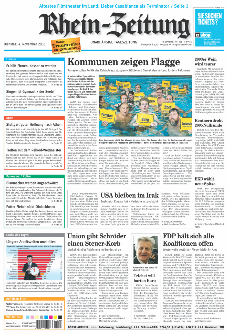 Rhein-Zeitung Kreis Altenkirchen vom Dienstag, 04.11.2003
