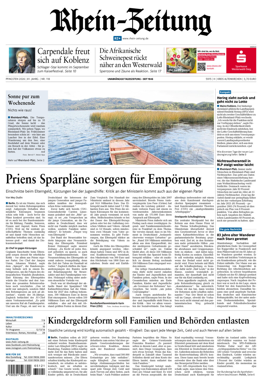 Rhein-Zeitung Kreis Altenkirchen vom Samstag, 23.05.2026