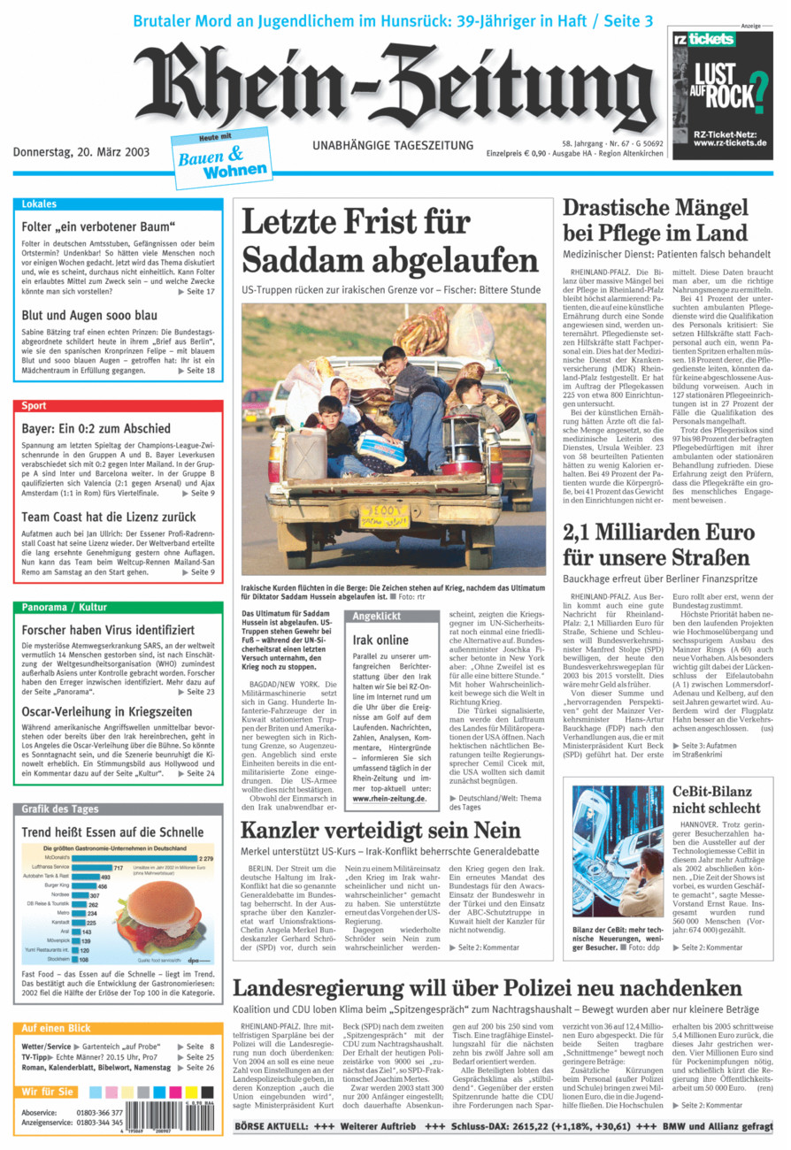 Rhein-Zeitung Kreis Altenkirchen vom Donnerstag, 20.03.2003