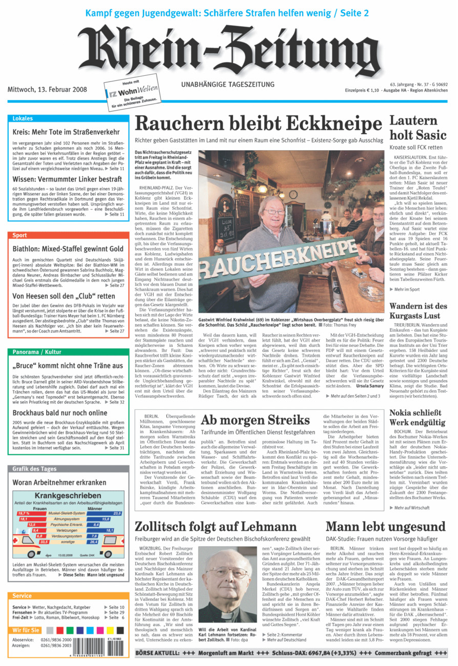Rhein-Zeitung Kreis Altenkirchen vom Mittwoch, 13.02.2008