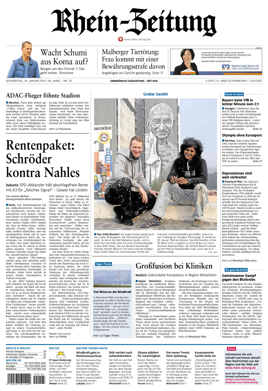 Rhein-Zeitung Kreis Altenkirchen vom Donnerstag, 30.01.2014