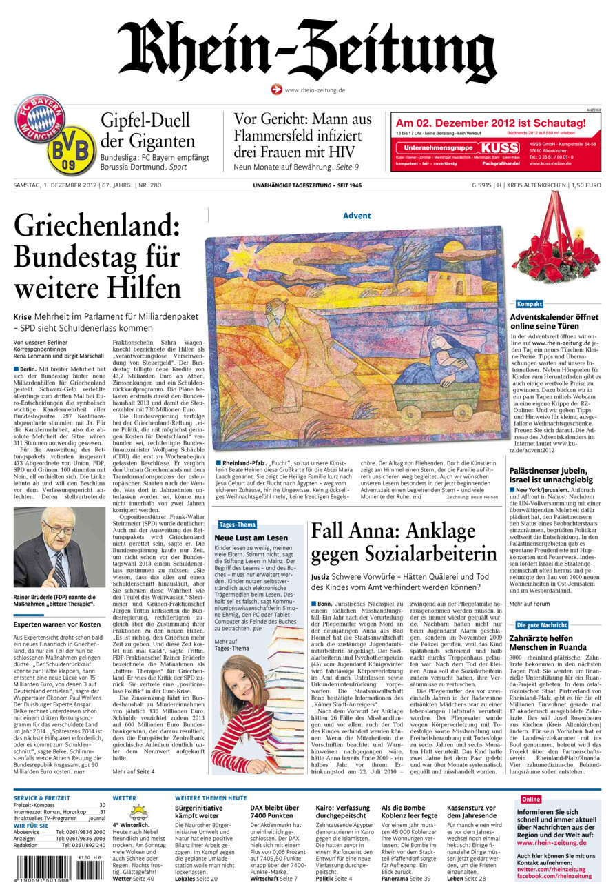 Rhein-Zeitung Kreis Altenkirchen vom Samstag, 01.12.2012