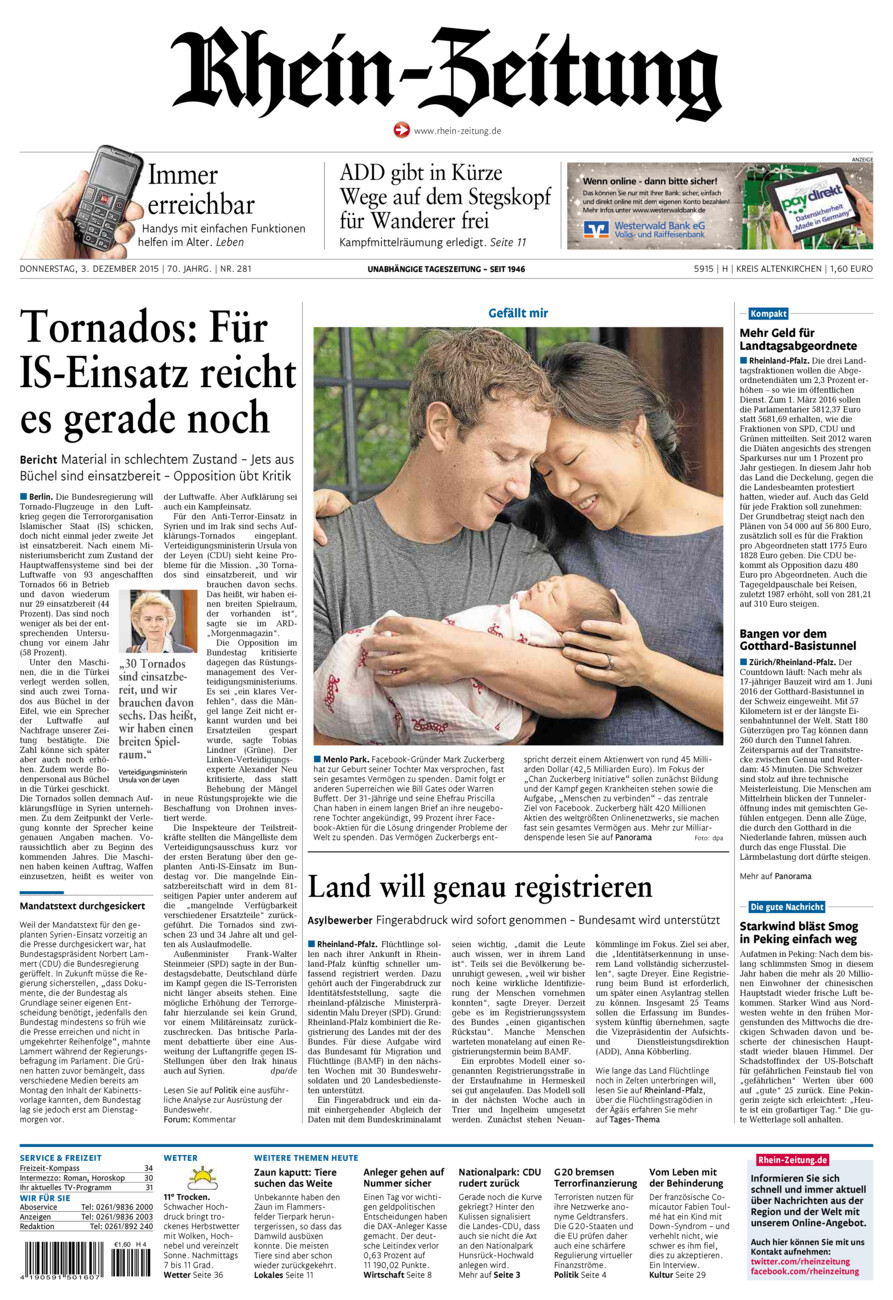 Rhein-Zeitung Kreis Altenkirchen vom Donnerstag, 03.12.2015