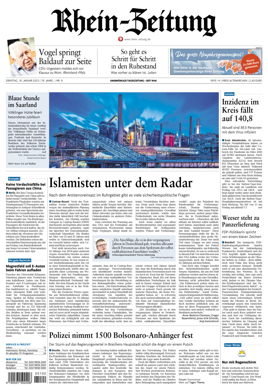 Rhein-Zeitung Kreis Altenkirchen vom Dienstag, 10.01.2023