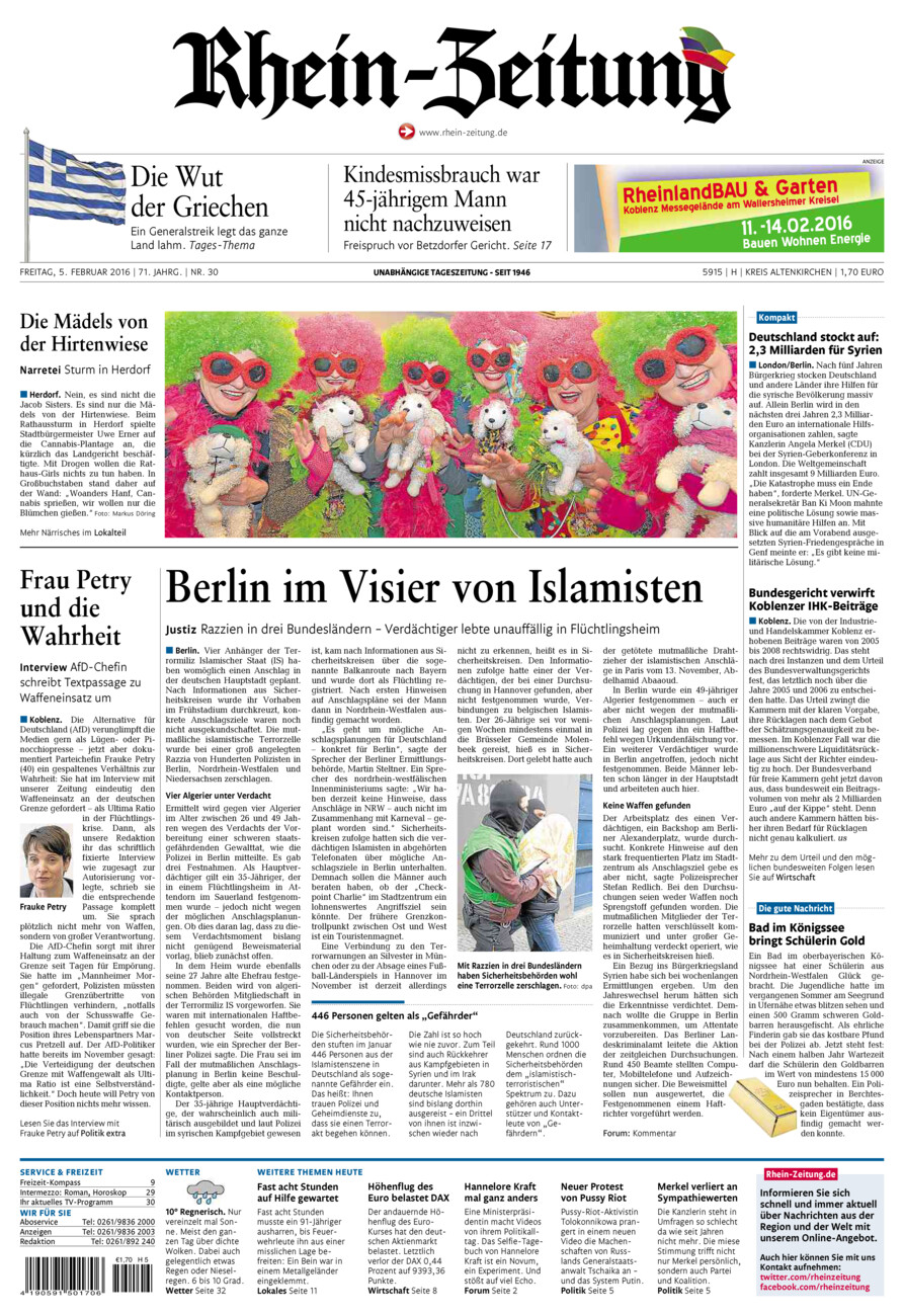 Rhein-Zeitung Kreis Altenkirchen vom Freitag, 05.02.2016
