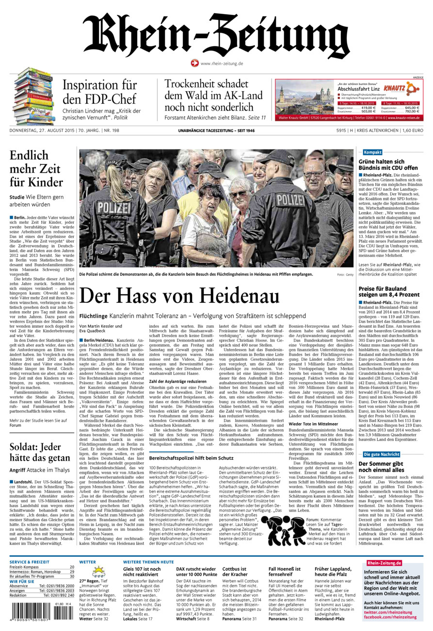 Rhein-Zeitung Kreis Altenkirchen vom Donnerstag, 27.08.2015