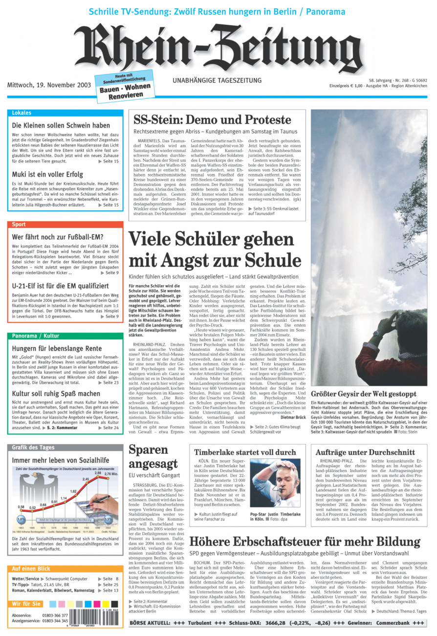 Rhein-Zeitung Kreis Altenkirchen vom Mittwoch, 19.11.2003