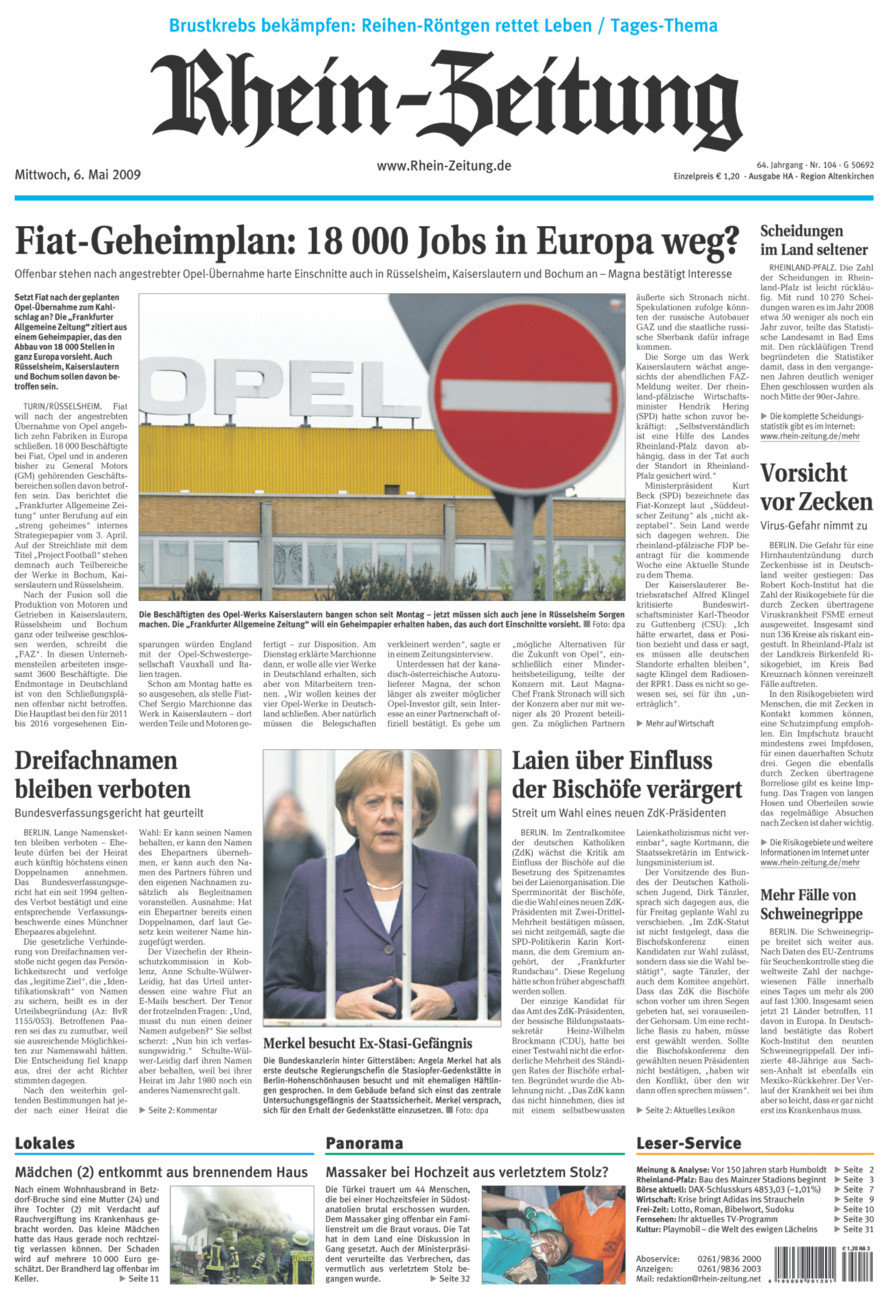 Rhein-Zeitung Kreis Altenkirchen vom Mittwoch, 06.05.2009