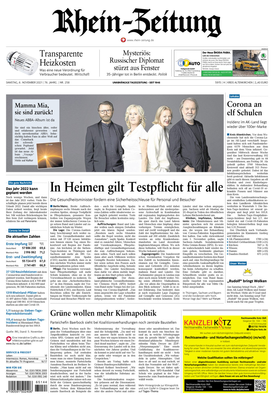 Rhein-Zeitung Kreis Altenkirchen vom Samstag, 06.11.2021