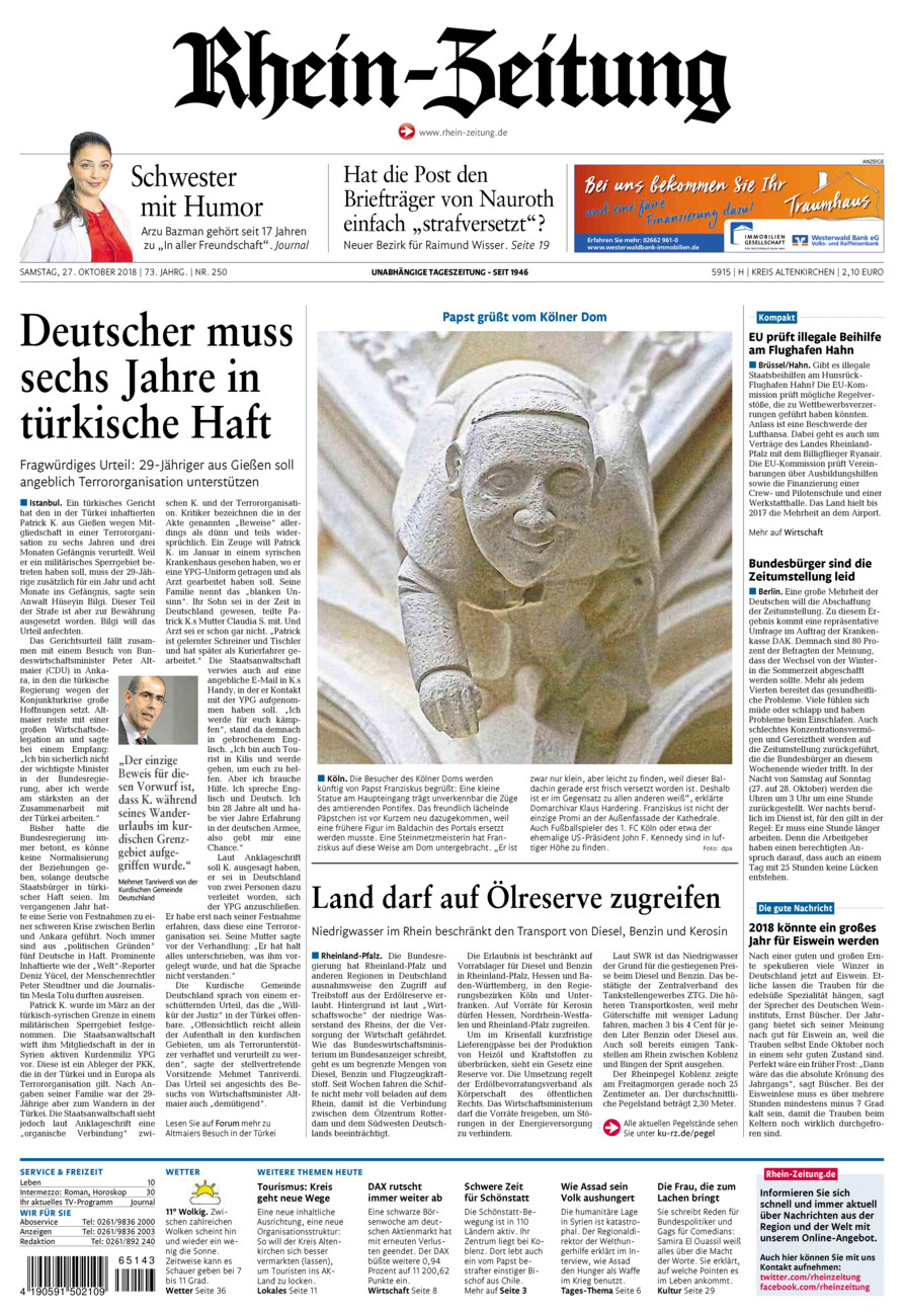 Rhein-Zeitung Kreis Altenkirchen vom Samstag, 27.10.2018